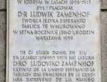 Zamenhof commemorative plaque 5 Zamenhofa Street Warsaw
