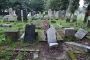 Zniszczone macewy na cmentarzu żydowskim w Pszczynie